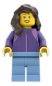 Preview: LEGO City Stadtbewohnerin Minifigur mit lila Jacke und braunen Haaren